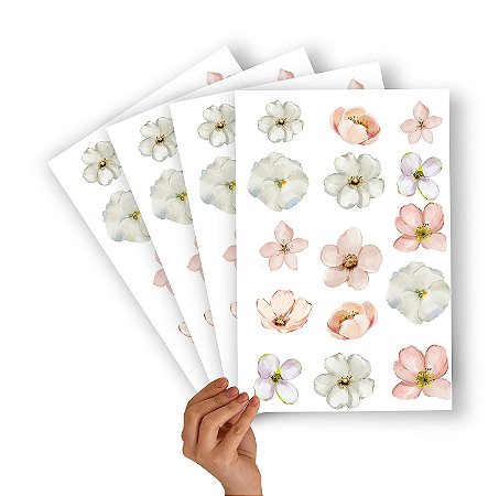 Mini Adesivos Cartela Flores Aquarela Jardim Encantado