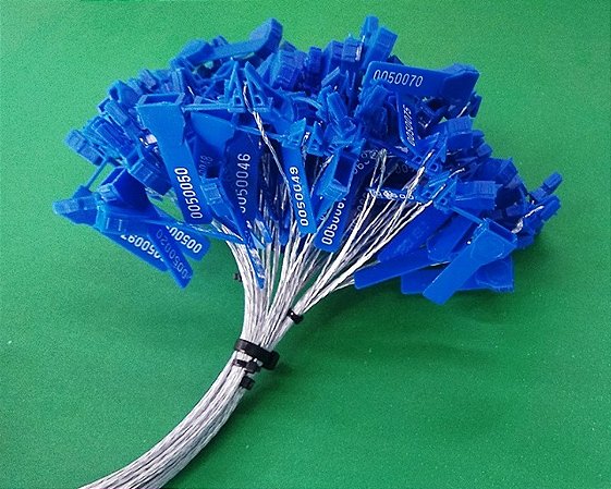Lacre Ancora Com Arame (3x26) (cadeado) 30cm - AZUL -100 Peças