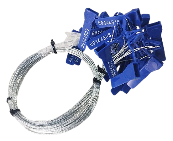 Lacre Ancora Com Arame (3x26) - 1 METRO (100cm) - AZUL - Numerado - 100 Peças