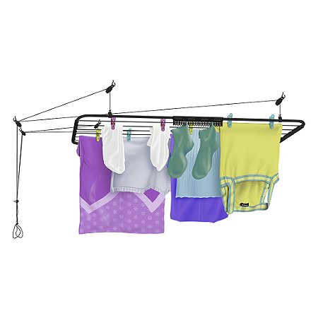 Varal De Teto Em Aço Black 1m Perfeito Para Sua Lavanderia