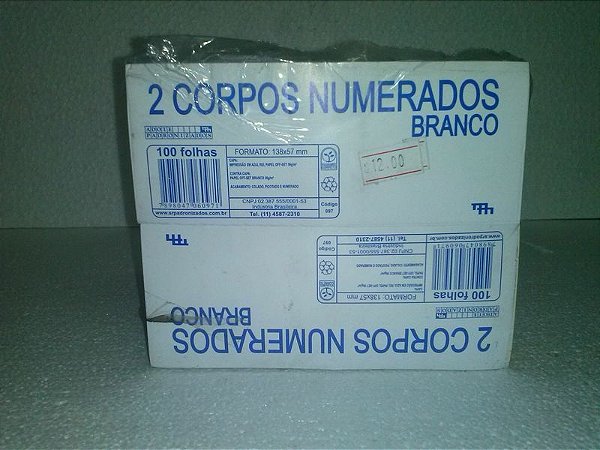 Comanda de 2corpos numerados 10 unidades