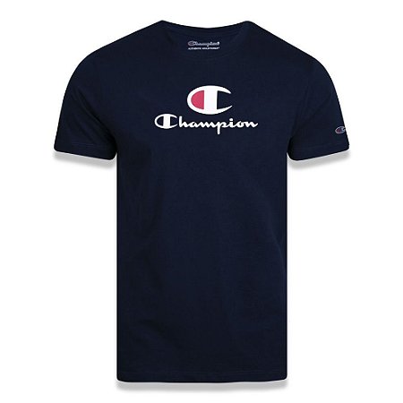 Camiseta Champion Big Script Logo Print Azul Marinho