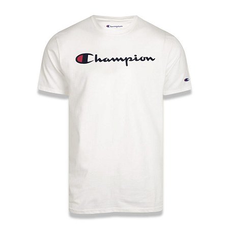 Camiseta Manga Curta Champion Script Logo Print Off White