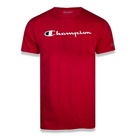 Camiseta Manga Curta Champion Script Logo Print Vermelho