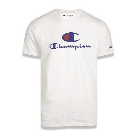 Camiseta Champion Big Script Logo Print Off White