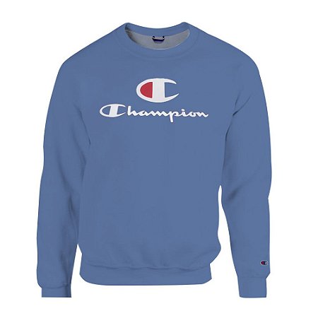 Moletom Champion Felpado Gola Careca Big C Script Logo Azul