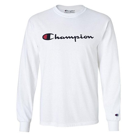 Camiseta Manga Longa Champion Script Logo Branco