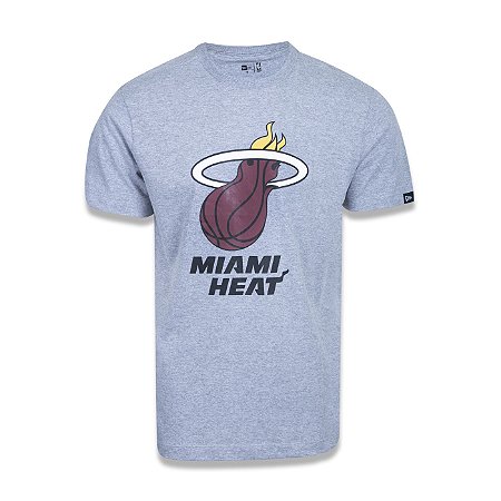 Camiseta New Era Miami Heat Basic Logo NBA Cinza