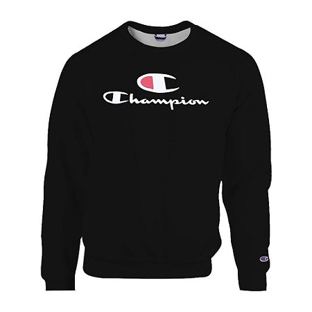 Moletom Champion Felpado Gola Careca Big C Script Logo Preto