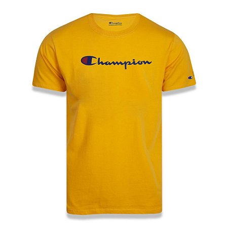 Camiseta Manga Curta Champion Script Logo Print Amarelo