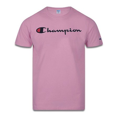 Camiseta Manga Curta Champion Malhão Script Patch Rosa