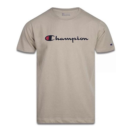 Camiseta Champion Manga Curta Script Logo Print Caqui