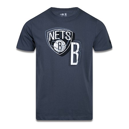 Camiseta New Era Brooklyn Nets NBA Core Lines Cinza Escuro