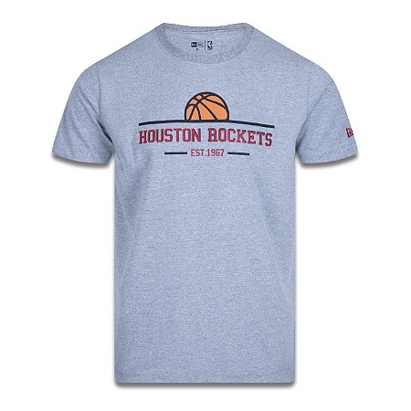 Camiseta New Era Houston Rockets NBA Core Ball Cinza