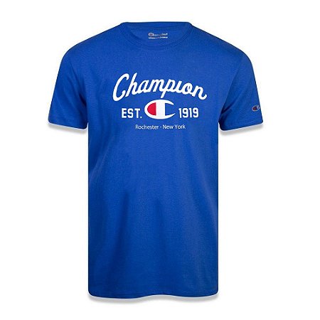 Camiseta Manga Curta Champion C Logo Ink Arc Azul