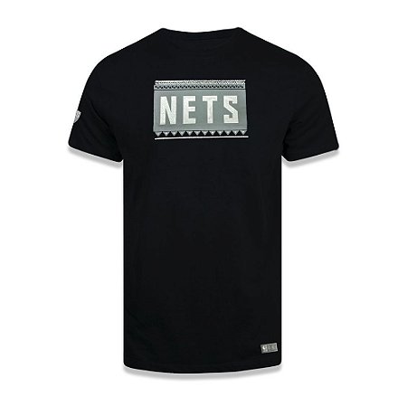 Camiseta NBA Brooklyn Nets Glíter Logo Preto