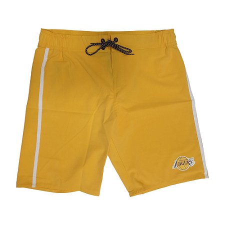 Bermuda NBA Los Angeles Lakers Boardshort C Elástico Amarelo