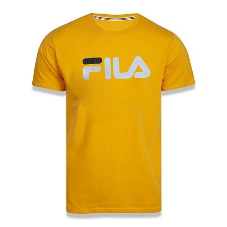 Camiseta Fila Manga Curta Masculina Letter Premium Amarelo