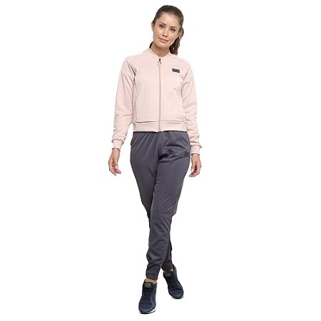 Conjunto Fila Agasalho Feminino Basic Sport Tape Rosa