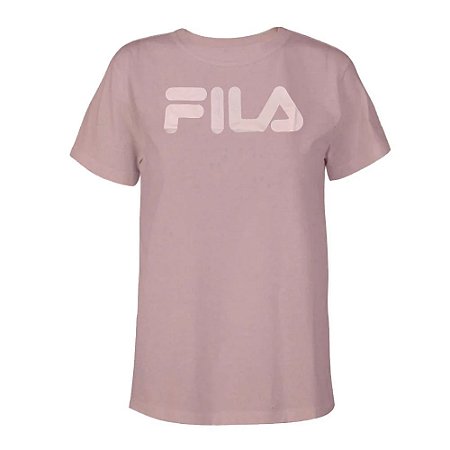 Camiseta Fila Manga Curta Feminina Letter Premium Rosa