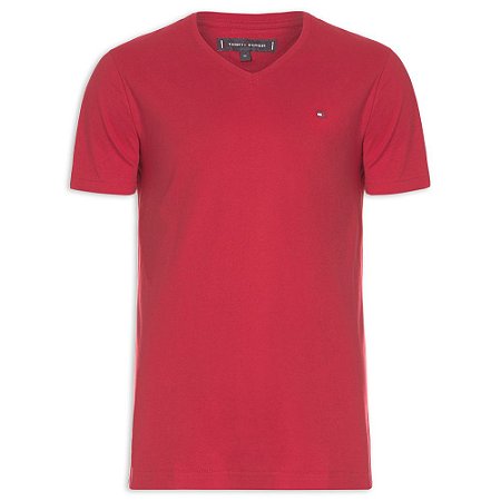 Camiseta Tommy Hilfiger Gola V Essential Vermelho