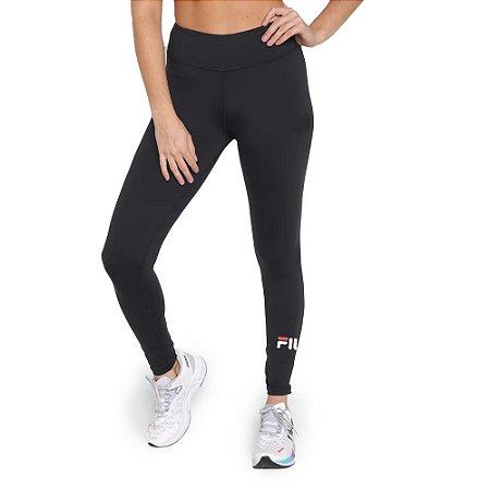 Calça Legging Fila Feminina Letter Mid Preto