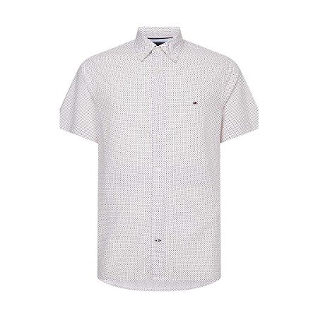 Camisa Social Tommy Hilfiger WCC Mini Print Curta Branco