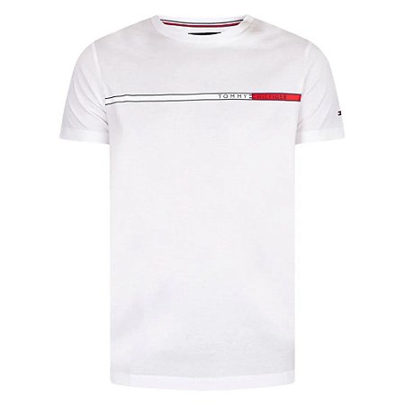 Camiseta Tommy Hilfiger AB Two Tone Chest Stripe Tee Branco
