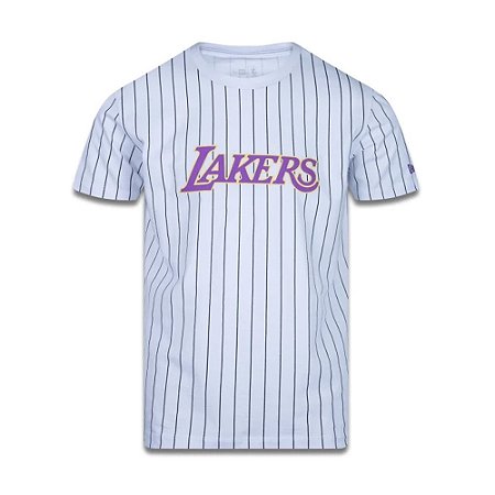 Camiseta New Era Los Angeles Lakers Street Strip Line Branco