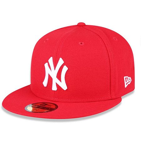 Boné New York Yankees 5950 White on Scarlet Fechado - New Era
