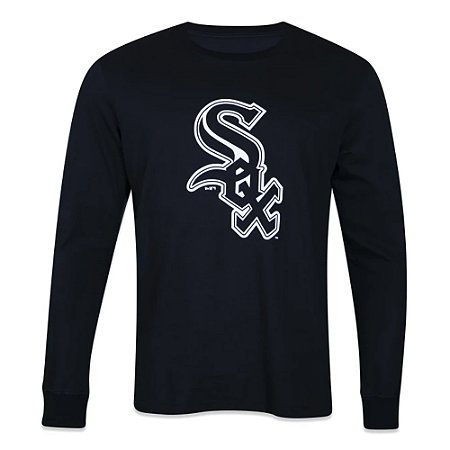 Camiseta Manga Longa New Era Chicago White Sox Core Preto