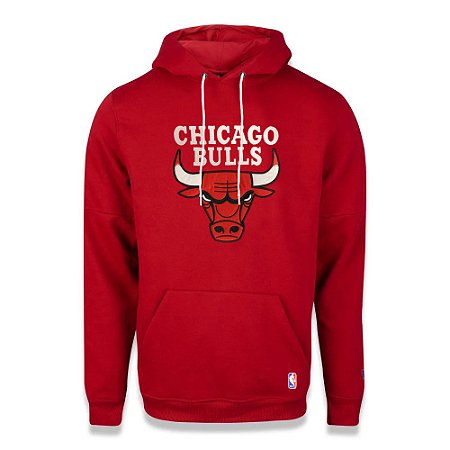 Moletom Canguru Chicago Bulls NBA Feltro Logo Vermelho
