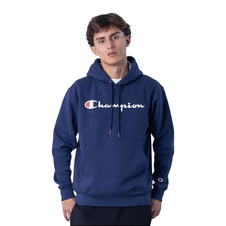 Moletom Canguru Champion Knockout C Print Azul Marinho