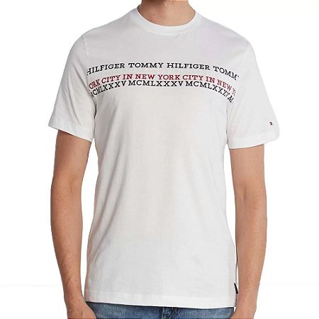 Camiseta Tommy Hilfiger Center Chest Stripe Tee Branco