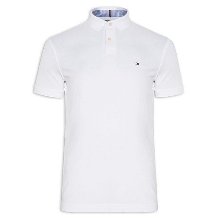 Camiseta Gola Polo Tommy Hilfiger Stretch Regular Fit Branco