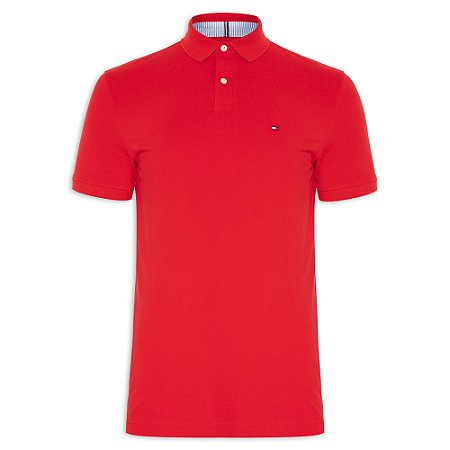 Camiseta Gola Polo Tommy Hilfiger Stretch Fit Vermelho