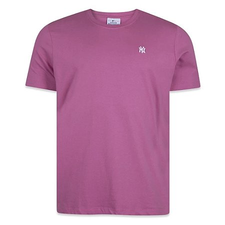 Camiseta New Era New York Yankees Mini Bordado Rosa Claro