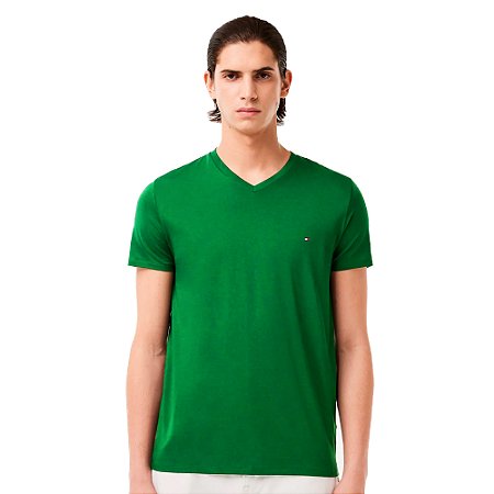 Camiseta Tommy Hilfiger Essential Gola Vneck Verde