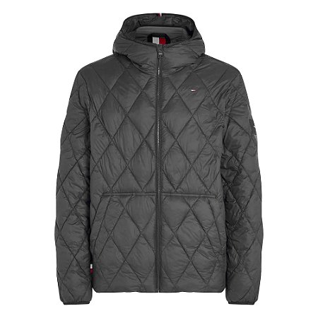 Jaqueta Puffer Tommy Hilfiger Hooded Quilted Preto