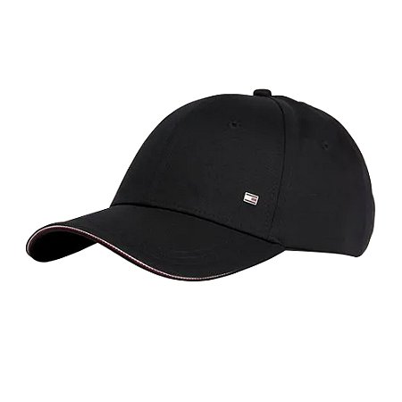 Boné Tommy Hilfiger Cotton 6 Panel Aba Curva Preto
