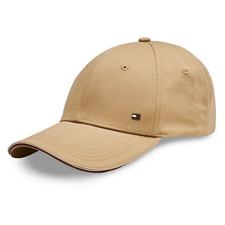 Boné Tommy Hilfiger Cotton 6 Panel Aba Curva Caqui