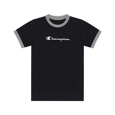 Camiseta Infantil Champion Manga Curta Malhão C Logo Preto