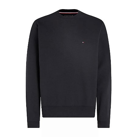 Moletom Gola Careca Tommy Hilfiger Flag Logo Preto