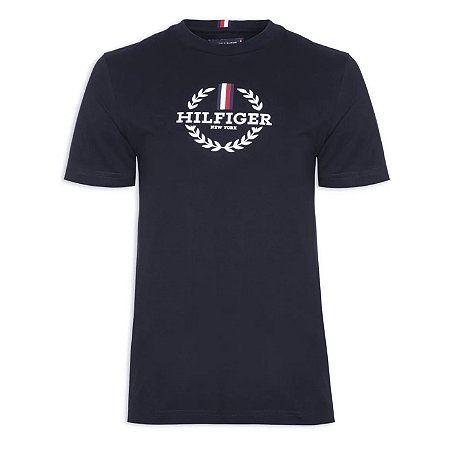 Camiseta Tommy Hilfiger AB Global Stripe Wreath Tee Marinho