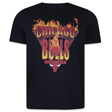 Camiseta New Era Chicago Bulls Core Fire Preto