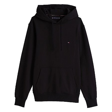 Moletom Canguru Tommy Hilfiger Mini Flag Algodão Puro Preto