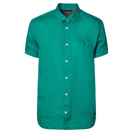 Camisa Reserva Linho Masculina Manga Curta Verde