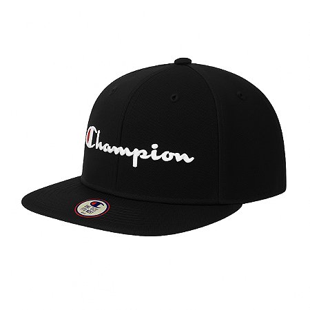 Boné Champion Masculino Script Aba Reta Preto