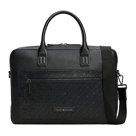 Pasta Bolsa Tommy Hilfiger Monogram Pebble Grain Preto