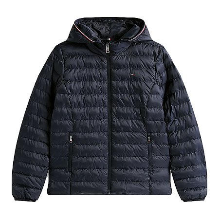 Jaqueta Puffer Tommy Hilfiger Global Plumas Feminina Azul